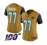 Women's Jacksonville Jaguars #77 Cedric Ogbuehi Limited Gold Rush Vapor Untouchable 100th Season Football Jersey