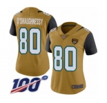 Women's Jacksonville Jaguars #80 James O'Shaughnessy Limited Gold Rush Vapor Untouchable 100th Season Football Jersey