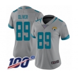 Women's Jacksonville Jaguars #89 Josh Oliver Silver Inverted Legend Limited 100th Season Football Jersey