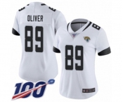 Women's Jacksonville Jaguars #89 Josh Oliver White Vapor Untouchable Limited Player 100th Season Football Jersey