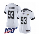 Women's Jacksonville Jaguars #93 Calais Campbell White Vapor Untouchable Limited Player 100th Season Football Jersey