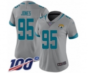 Women's Jacksonville Jaguars #95 Abry Jones Silver Inverted Legend Limited 100th Season Football Jersey