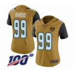 Women's Jacksonville Jaguars #99 Marcell Dareus Limited Gold Rush Vapor Untouchable 100th Season Football Jersey