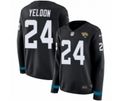 Women's Nike Jacksonville Jaguars #24 T.J. Yeldon Limited Black Therma Long Sleeve NFL Jersey
