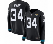 Women's Nike Jacksonville Jaguars #34 Carlos Hyde Limited Black Therma Long Sleeve NFL Jersey