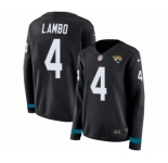 Women's Nike Jacksonville Jaguars #4 Josh Lambo Limited Black Therma Long Sleeve NFL Jersey