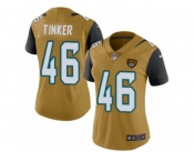 Women's Nike Jacksonville Jaguars #46 Carson Tinker Limited Gold Rush NFL Jersey