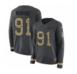 Women's Nike Jacksonville Jaguars #91 Yannick Ngakoue Limited Black Salute to Service Therma Long Sleeve NFL Jersey