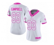 Women's Nike Jacksonville Jaguars #93 Calais Campbell Limited White Pink Rush Fashion NFL Jersey