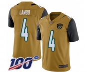 Youth Jacksonville Jaguars #4 Josh Lambo Limited Gold Rush Vapor Untouchable 100th Season Football Jersey