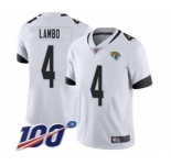 Youth Jacksonville Jaguars #4 Josh Lambo White Vapor Untouchable Limited Player 100th Season Football Jersey