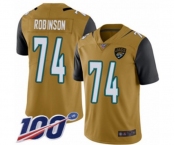 Youth Jacksonville Jaguars #74 Cam Robinson Limited Gold Rush Vapor Untouchable 100th Season Football Jersey