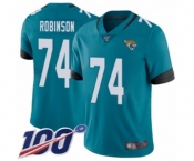Youth Jacksonville Jaguars #74 Cam Robinson Teal Green Alternate Vapor Untouchable Limited Player 100th Season Football Jersey