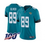 Youth Jacksonville Jaguars #89 Josh Oliver Teal Green Alternate Vapor Untouchable Limited Player 100th Season Football Jersey