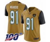 Youth Jacksonville Jaguars #91 Yannick Ngakoue Limited Gold Rush Vapor Untouchable 100th Season Football Jersey