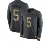 Youth Nike Jacksonville Jaguars #5 Blake Bortles Limited Black Salute to Service Therma Long Sleeve NFL Jersey