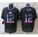 nike nfl jerseys indianapolis colts #12 luck black[Elite USA flag fashion]