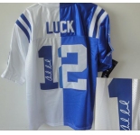 nike nfl jerseys indianapolis colts #12 luck white-blue[Elite split signature]