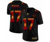 Indianapolis Colts #17 Philip Rivers Men's Black Nike Red Orange Stripe Vapor Limited NFL Jersey
