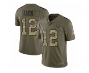 Men Nike Indianapolis Colts #12 Andrew Luck Limited Olive Camo 2017 Salute to Service NFL Jersey