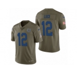 Men Nike Indianapolis Colts #12 Andrew Luck Olive 2017 Salute to Service Limited Jerseys