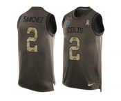 Men Nike Indianapolis Colts #2 Rigoberto Sanchez Limited Green Salute to Service Tank Top NFL Jersey