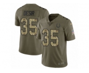 Men Nike Indianapolis Colts #35 Pierre Desir Limited Olive Camo 2017 Salute to Service NFL Jersey