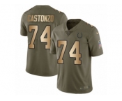 Men Nike Indianapolis Colts #74 Anthony Castonzo Limited Olive Gold 2017 Salute to Service NFL Jersey