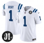 Men's Indianapolis Colts #1 Jim Irsay White 2025 F.U.S.E. Jim Irsay Patch Vapor Limited Football Stitched Jersey