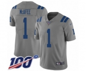 Men's Indianapolis Colts #1 Pat McAfee Limited Gray Inverted Legend 100th Season Football Jersey