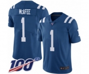 Men's Indianapolis Colts #1 Pat McAfee Royal Blue Team Color Vapor Untouchable Limited Player 100th Season Football Jersey