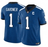 Men's Indianapolis Colts #1 Sauce Gardner Blue 2025 F.U.S.E. Throwback Vapor Limited Stitched Football Jersey