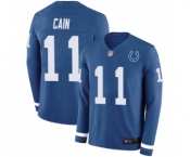 Men's Indianapolis Colts #11 Deon Cain Limited Blue Therma Long Sleeve Football Jersey