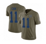Men's Indianapolis Colts #11 Deon Cain Limited Olive 2017 Salute to Service Football Jersey