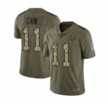 Men's Indianapolis Colts #11 Deon Cain Limited Olive Camo 2017 Salute to Service Football Jersey