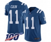 Men's Indianapolis Colts #11 Deon Cain Limited Royal Blue Rush Vapor Untouchable 100th Season Football Jersey