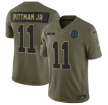 Men's Indianapolis Colts #11 Michael Pittman Jr. Olive 2025 Salute to Service Limited Football Stitched Jersey