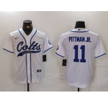 Men's Indianapolis Colts #11 Michael Pittman Jr White Cool Base Stitched Baseball Jersey