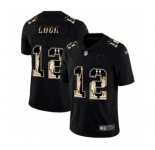 Men's Indianapolis Colts #12 Andrew Luck Limited Black Statue of Liberty Football Jersey