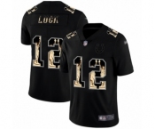 Men's Indianapolis Colts #12 Andrew Luck Limited Black Statue of Liberty Football Jersey
