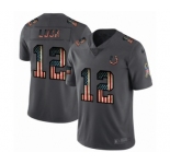 Men's Indianapolis Colts #12 Andrew Luck Limited Black USA Flag 2019 Salute To Service Football Jersey