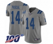 Men's Indianapolis Colts #14 Zach Pascal Limited Gray Inverted Legend 100th Season Football Jersey