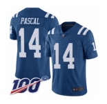 Men's Indianapolis Colts #14 Zach Pascal Limited Royal Blue Rush Vapor Untouchable 100th Season Football Jersey