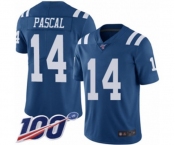 Men's Indianapolis Colts #14 Zach Pascal Limited Royal Blue Rush Vapor Untouchable 100th Season Football Jersey
