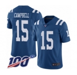 Men's Indianapolis Colts #15 Parris Campbell Limited Royal Blue Rush Vapor Untouchable 100th Season Football Jersey