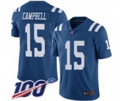 Men's Indianapolis Colts #15 Parris Campbell Limited Royal Blue Rush Vapor Untouchable 100th Season Football Jersey