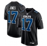 Men's Indianapolis Colts #17 Daniel Jones Black Stitched Game Jersey