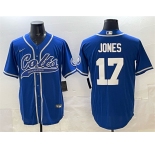 Men's Indianapolis Colts #17 Daniel Jones Royal Cool Base Stitched Baseball Jersey
