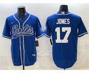 Men's Indianapolis Colts #17 Daniel Jones Royal Cool Base Stitched Baseball Jersey