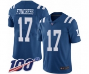 Men's Indianapolis Colts #17 Devin Funchess Limited Royal Blue Rush Vapor Untouchable 100th Season Football Jersey